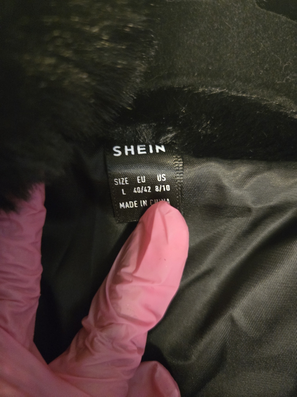 SHEIN Black Faux Fur Cropped Teddy Jacket - Picture 3 of 6